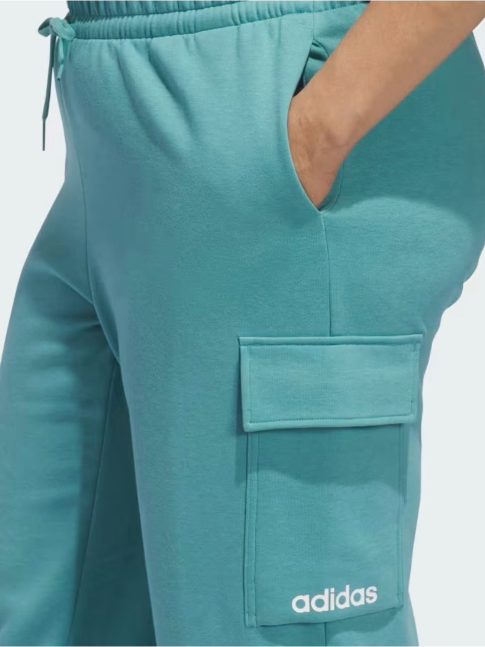 adidas Women's Essentials Inclusive Linear Freece Cargo Pants Teal 3X NWT